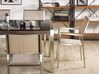 Conjunto de mesa com tampo triplo granito polido cinzento 180 x 90 cm e 6 cadeiras creme GROSSETO_764076