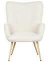 Boucle Wingback Chair with Footstool Off White VEJLE II_901565