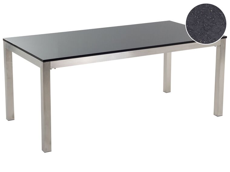 Gartentisch Edelstahl/Naturstein schwarz poliert 180 x 90 cm einteilige Tischplatte GROSSETO_449353
