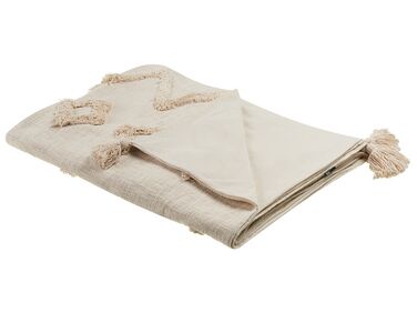 Manta de algodón beige claro 130 x 180 cm GUNA