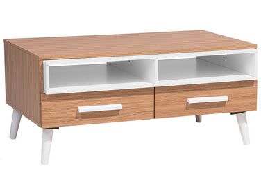 Coffee Table with Drawers Light Wood with White ALLOA