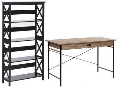 Set di mobili per ufficio libreria da scrivania in MDF bianco grigio home  office minimalista Beliani