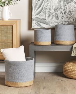 Puuvillakori harmaa/beige 3 kpl BASIMA
