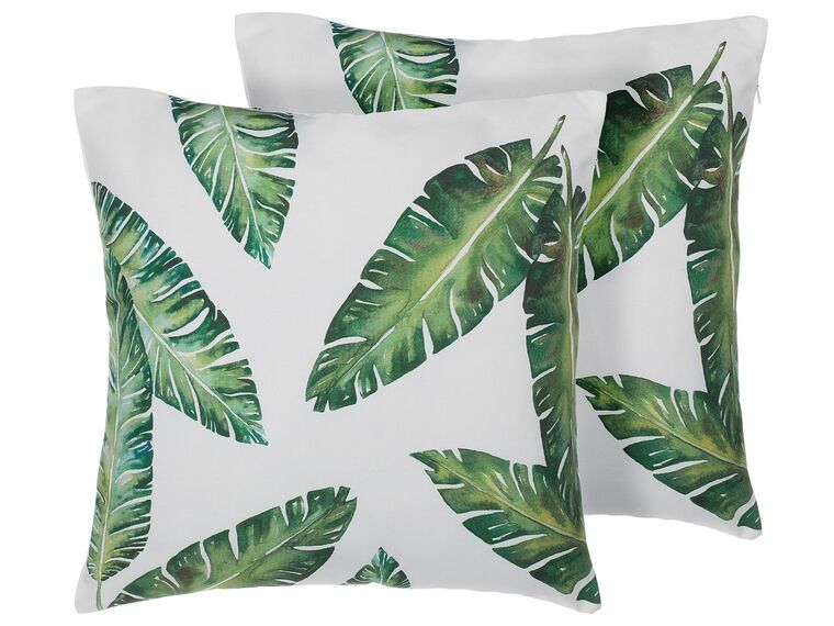 Set of 2 Cushions Palm Leaf Pattern 45 x 45 cm White DIANELLA_770922