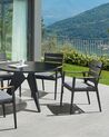 Conjunto de 4 sillas de jardín de metal negro/gris/madera clara TAVIANO_841713