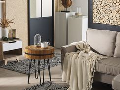 Sivupöytä tiikki vaalea puu/musta TAKU