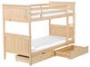 Łóżko piętrowe z szufladami drewniane 90 x 200 cm jasne drewno ALBON_883452