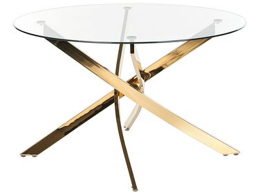 Glass Top Round Dining Table ⌀ 120 cm Gold MARAMO