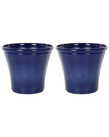 Set of 2 Plant Pots ⌀ 55 cm Navy Blue KOKKINO