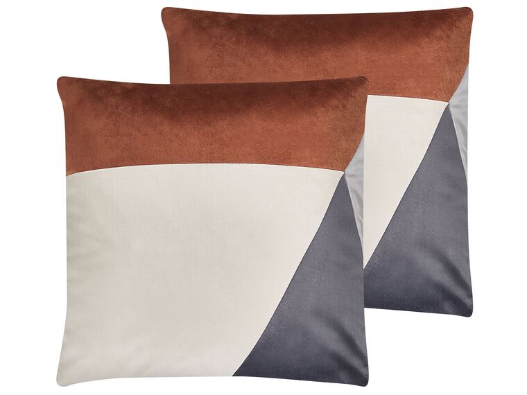Set of 2 Velvet Cushions Geometric Pattern 45 x 45 cm Multicolour CAMPSIS_810871