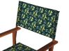Conjunto de 2 sillas de jardín de madera de acacia oscura con tela verde oscuro CINE_819331