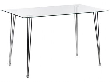 Mesa de jantar com vidro temperado e pernas prateadas 120 x 70 cm WINSTON
