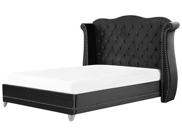 Zamatová posteľ 180 x 200 cm čierna AYETTE