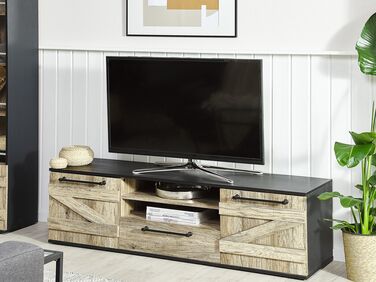 TV Stand Light Wood with Black SALTER