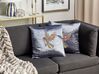 Set of 2 Velvet Cushions Bird Motif 45 x 45 cm Grey RUELLIA_892854