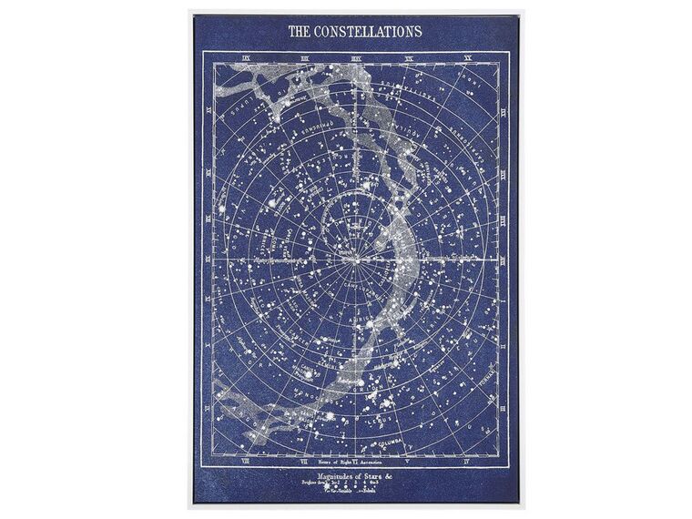 Obraz na płótnie w ramie mapa gwiazd 63 x 93 cm niebieski TRAVERSA_816157