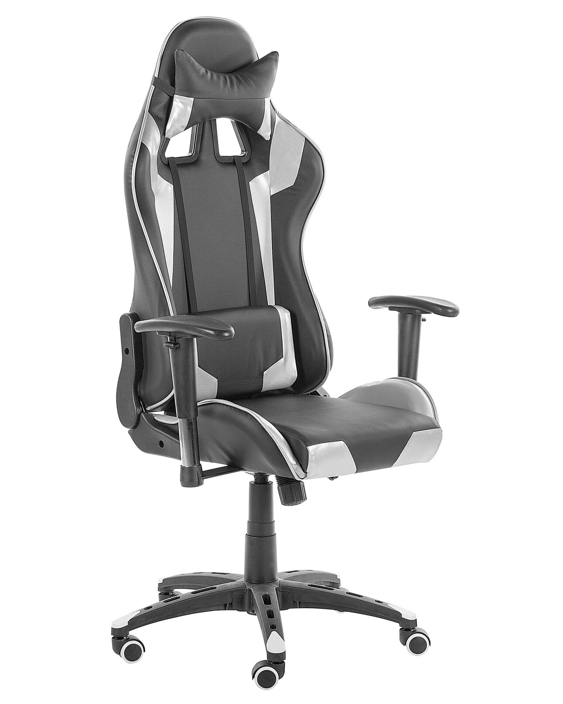 Bürostuhl schwarz / silber Kunstleder höhenverstellbar KNIGHT | Beliani.ch