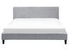 Fabric EU King Size Bed White LED Light Grey FITOU_709565