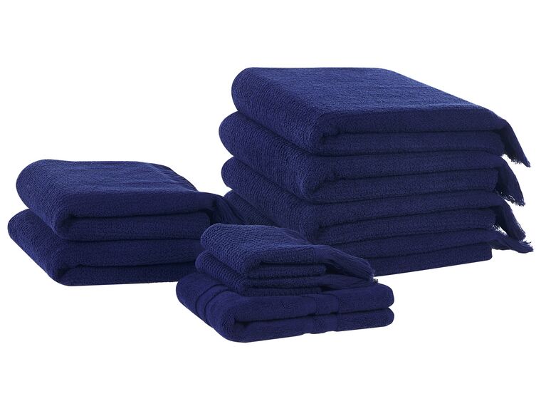Sada 9 bavlněných froté ručníků modré ATIU_843369