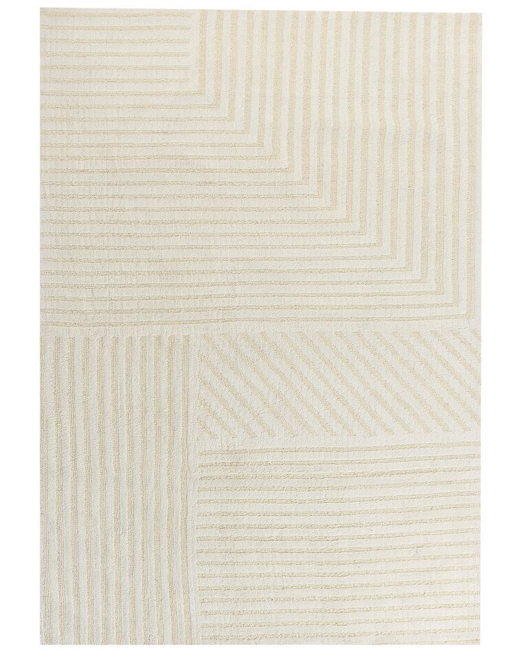 Teppich Wolle hellbeige 160 x 230 cm Streifenmuster ABEGUM_883886