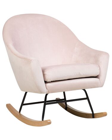 Cadeira de baloiço em veludo rosa OXIE