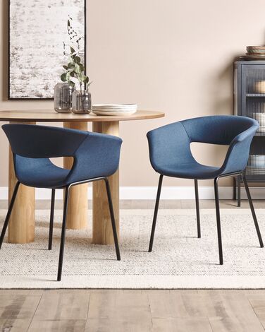 Set of 2 Fabric Dining Chairs Dark Blue ELMA