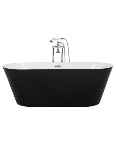 Badewanne freistehend schwarz-weiss oval 170 x 70 cm CABRITOS