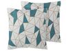 Set of 2 Cotton Cushions Geometric Pattern 45 x 45 cm Blue CLARKIA_769245