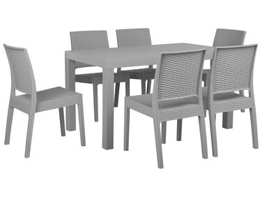 Trädgårdsmöbelset av bord och 6 stolar ljusgrå FOSSANO
