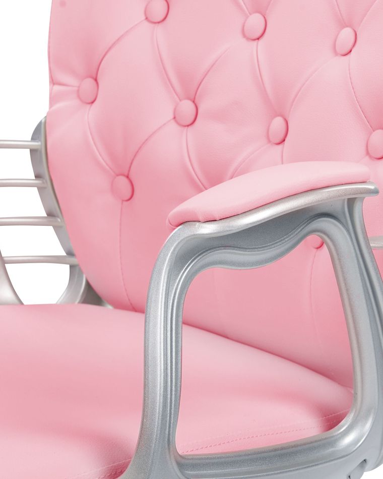 Swivel Faux Leather Office Chair Pink PRINCESS Beliani.co.uk