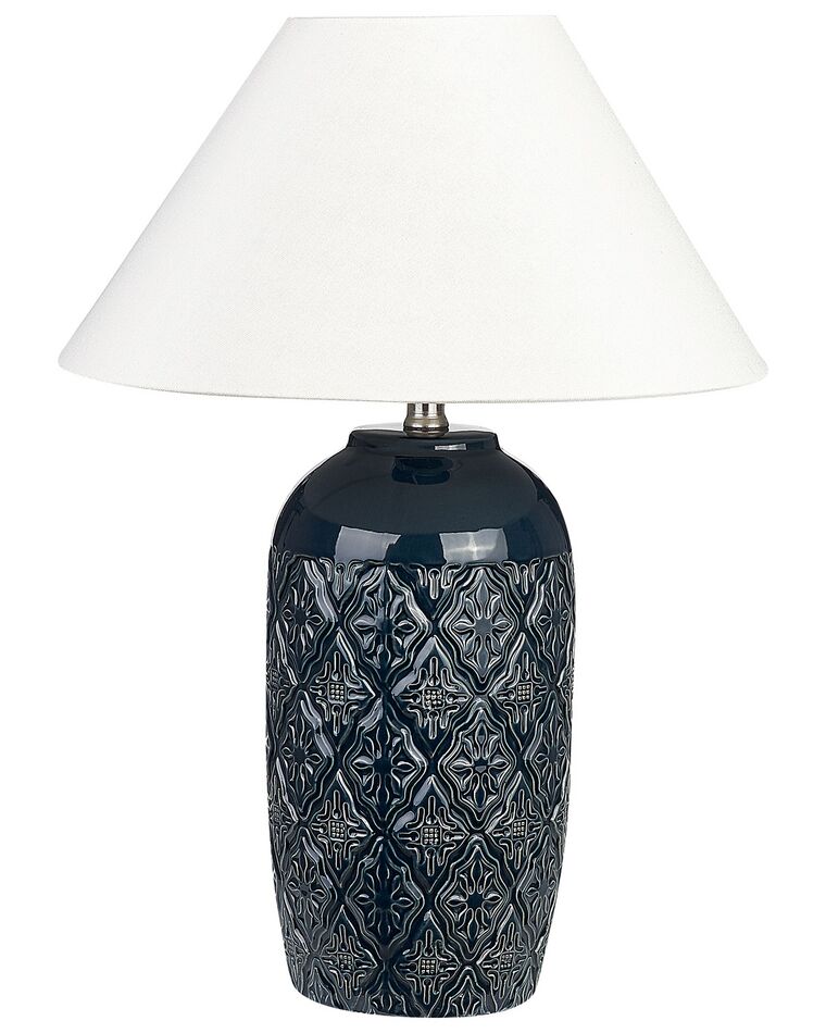 Lampa stołowa ceramiczna ciemnoniebieska TELIRE_849285
