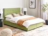 Fabric EU Double Size Bed with Storage Green LA ROCHELLE_832954