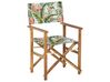 Set of 2 Acacia Folding Chairs and 2 Replacement Fabrics Light Wood with Grey / Flamingo Pattern CINE_819415