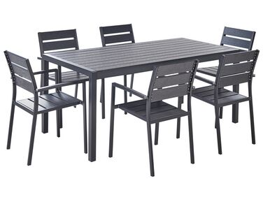 6 Seater Aluminium Garden Dining Set Black VERNIO
