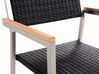 Ensemble de jardin effet granit et plateau de verre 4 places noir chaises en polyrotin COSOLETO/GROSSETO_881771
