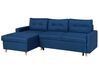 Canapé angle à droite convertible 4 places en tissu bleu marine FLAKK_745754