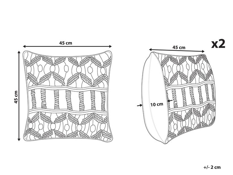 KOZYLAND Set di 2 federe per cuscini in macramè, in stile bohémien, per letto, divano, panchina, auto, decorazione per la casa, comode, quadrate con nappe, 43 x 43 cm, crema