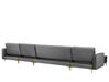 Canapé panoramique convertible en velours gris 6 places avec pouf ABERDEEN_755989
