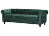 3 Seater Velvet Fabric Sofa Green CHESTERFIELD_705609