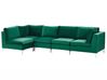 Right Hand 5 Seater Modular Velvet Corner Sofa Green EVJA_789747