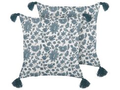 Koristetyyny puuvilla valkoinen/sininen 45 x 45 cm 2 kpl RUMEX