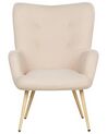 Boucle Wingback Chair with Footstool Beige VEJLE II_901641