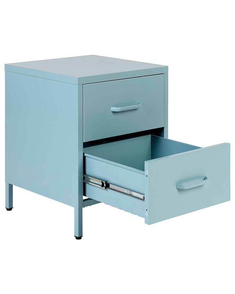 2 Drawer Steel Bedside Table Light Blue MALAVI Beliani.co.uk