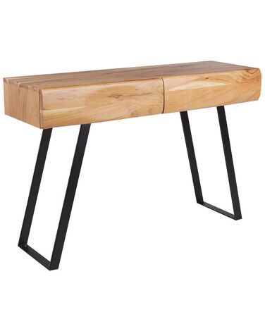 Konzolový stolík z akáciového dreva s 2 zásuvkami svetlé drevo ANTIGO