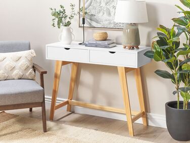 2 Drawer Console Table White with Light Wood SULLY