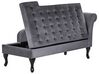 Right Hand Velvet Chaise Lounge with Storage Dark Grey PESSAC_881902
