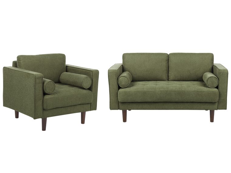 3 Seater Fabric Living Room Set Green NURMO_896036