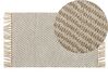 Teppich beige 50 x 80 cm Streifenmuster Kurzflor zweiseitig ALADAG_791015