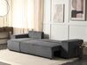 Canapé-lit d'angle à droite avec rangement en velours côtelé gris foncé LUSPA_898721