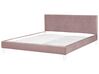 Capa em veludo rosa 180 x 200 cm para cama FITOU_752806